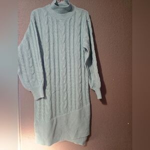 Fashion Nova Cable Knit Sweater - Soft Blue